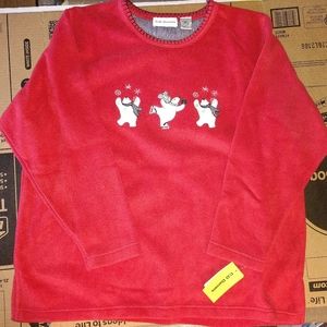 1X Red Fleece pullover Polar Bear Sweatshirt